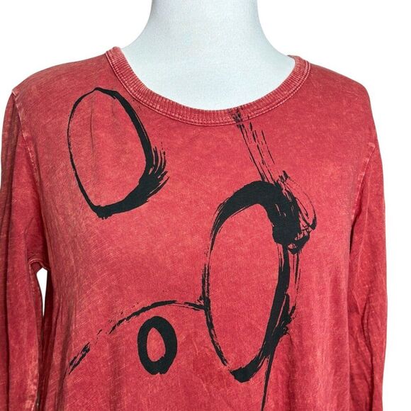 Jess &  Jane Circles Long Sleeve Tee Size Small Red - Picture 4 of 6